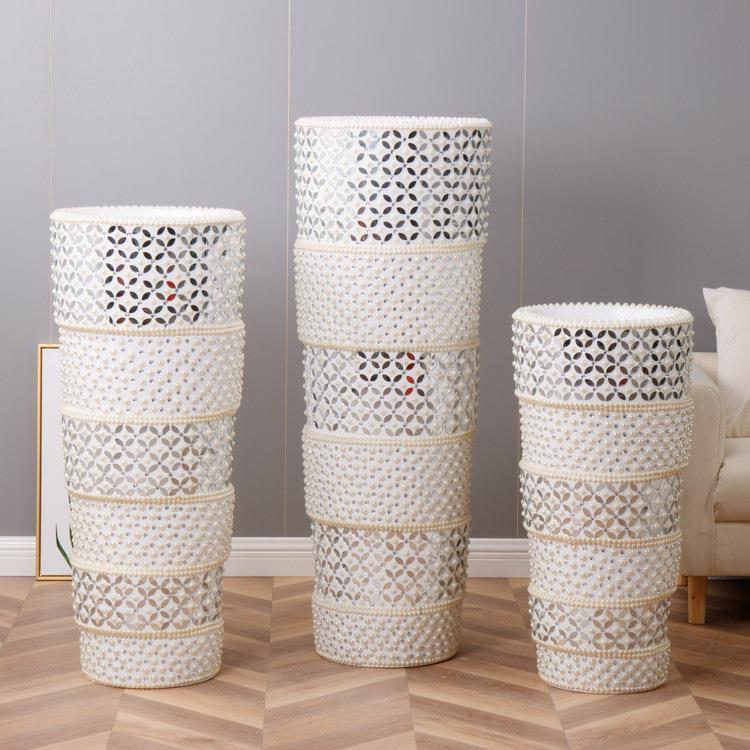 欧式玻璃钢落地大花瓶家居贴珠干花插花花器客厅酒店装饰品摆件