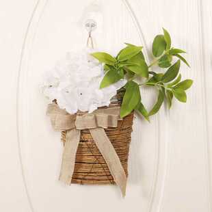 春天花环前门夏季花环绣球花挂篮花环 人造花卉花环绿色叶子花环