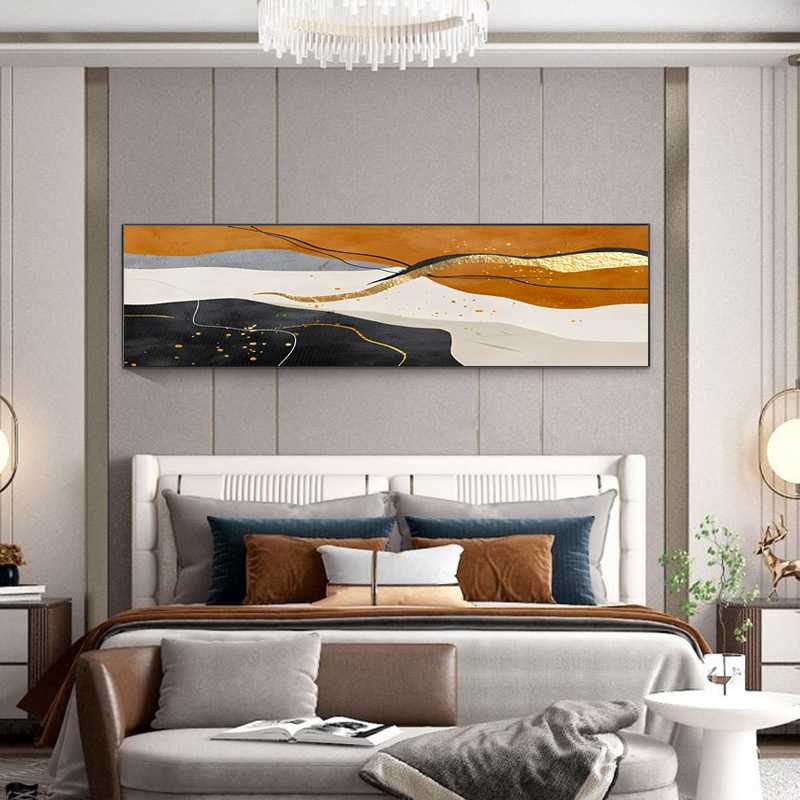 侘寂风客厅装饰画立体砂岩抽象肌理沙发背景墙挂画床头高级感油画图片