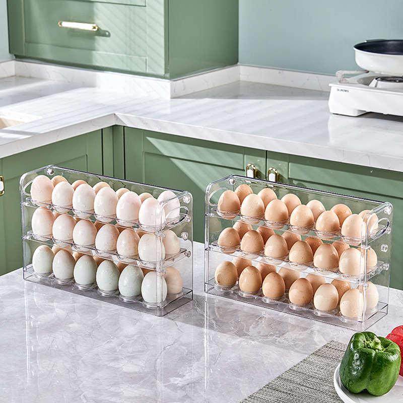 透明鸡蛋收纳盒冰箱侧门专用窄多层翻转鸡蛋盒保鲜食品级蛋格架托,收纳整理,食物收纳盒,淘宝优惠券,粉丝福利购,淘宝优惠卷