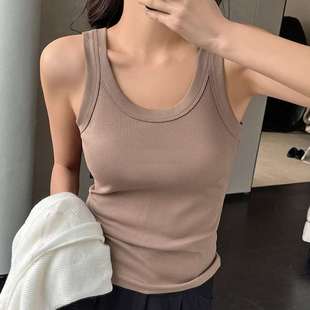 2885 打底遮副乳防走光上衣 内搭莱赛尔棉U型螺纹背心夏季 外穿无袖