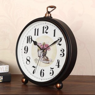 E4C时钟客厅台钟桌面新款 摆件电视柜 静音大字老人钟表T时尚