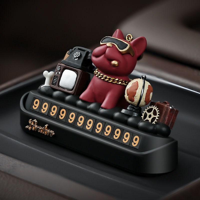 fYl神豪法斗汽车临时停车电话号D码牌车内摆件创意车载挪车牌实用