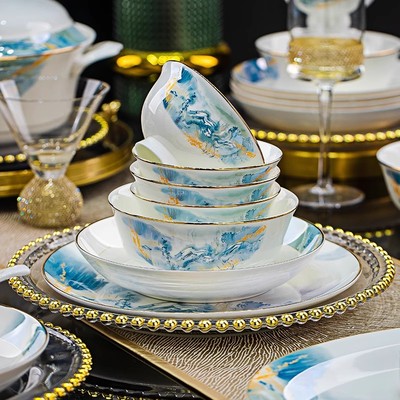 景德镇高温釉骨瓷轻奢家用DIY