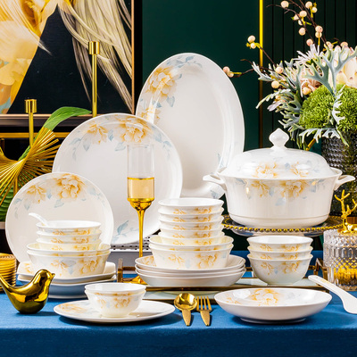 碗家用2024新款景德镇轻奢骨瓷餐具套装碗碟套装家用乔迁新居碗盘