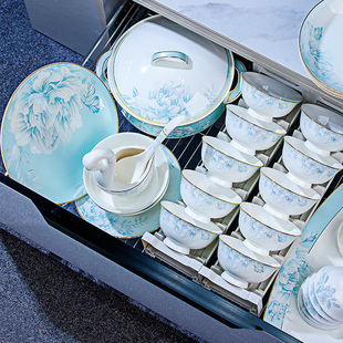 碗家用2025新款景德镇轻奢骨瓷餐具套装碗碟套装家用乔迁新居碗盘