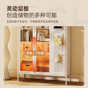 阳台防尘收纳柜置物柜家用带玻璃门钢制清洁用品收纳柜杂物储物柜