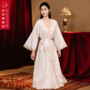 2025新女睡裙吊带蕾丝带胸垫性感白色高级贵妇睡衣晨袍 达芬奇密码
