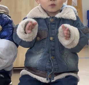 2024新款儿童加绒牛仔外套男童冬装秋冬加厚上衣宝宝冬季加厚