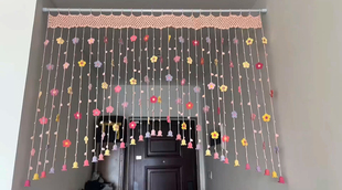 新款花朵手工diy毛线钩织门帘彩色窗帘钩织材料包含视频教程