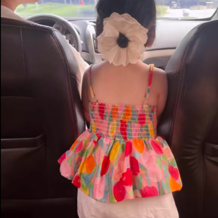 女宝花苞娃娃背心衫短裤两件套2025女童碎花吊带短裤套装新款夏