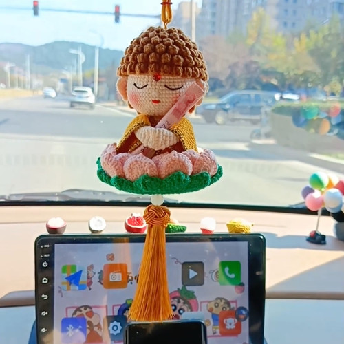 材料手工挂件玩偶礼物莲花佛陀车载摆件diy毛线钩针汽车装饰品
