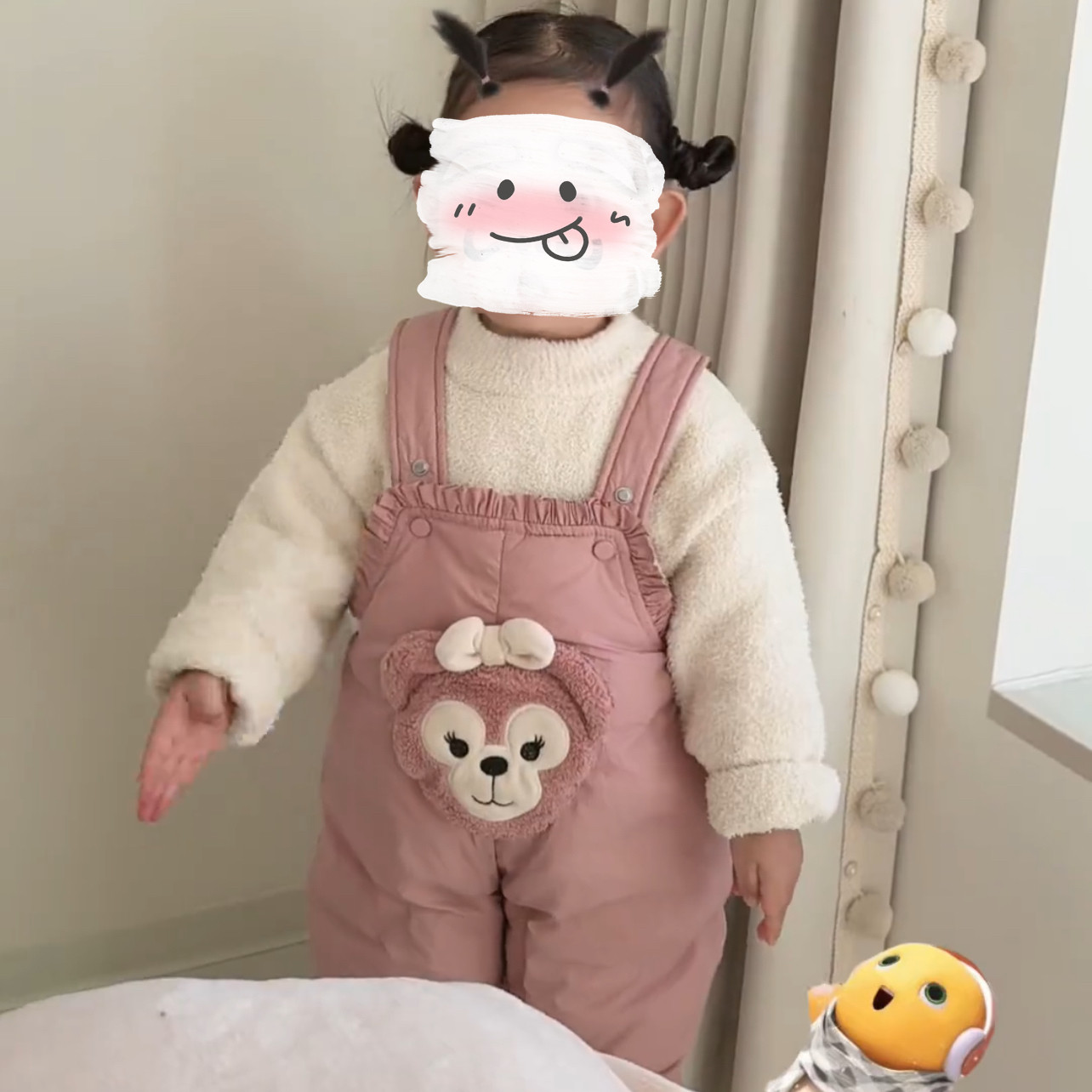 背带裤粉色可爱童装女童棉服冬季新款2025宝宝加厚保暖外套儿童