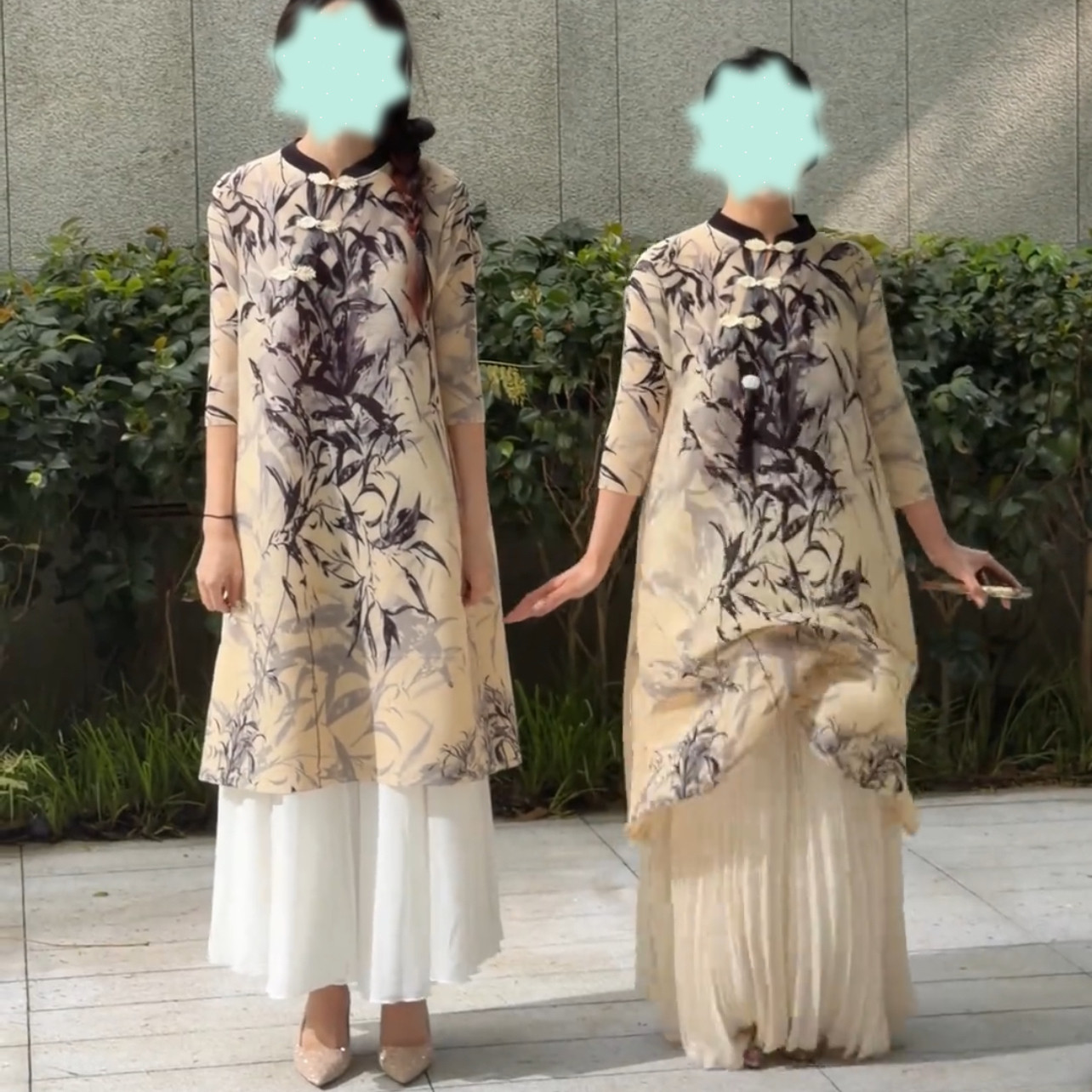 女士趣味褶皱连衣裙国风复古旗袍裙2026春秋新款洋气宽松女装
