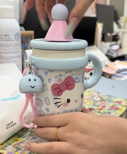 新款可爱hellokitty保温杯高颜值女生陶瓷涂层内胆大容量桌面杯子