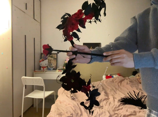 暗黑系花朵新款创意万圣节荆棘玫瑰弓箭扭扭棒发箍花环手持材料包