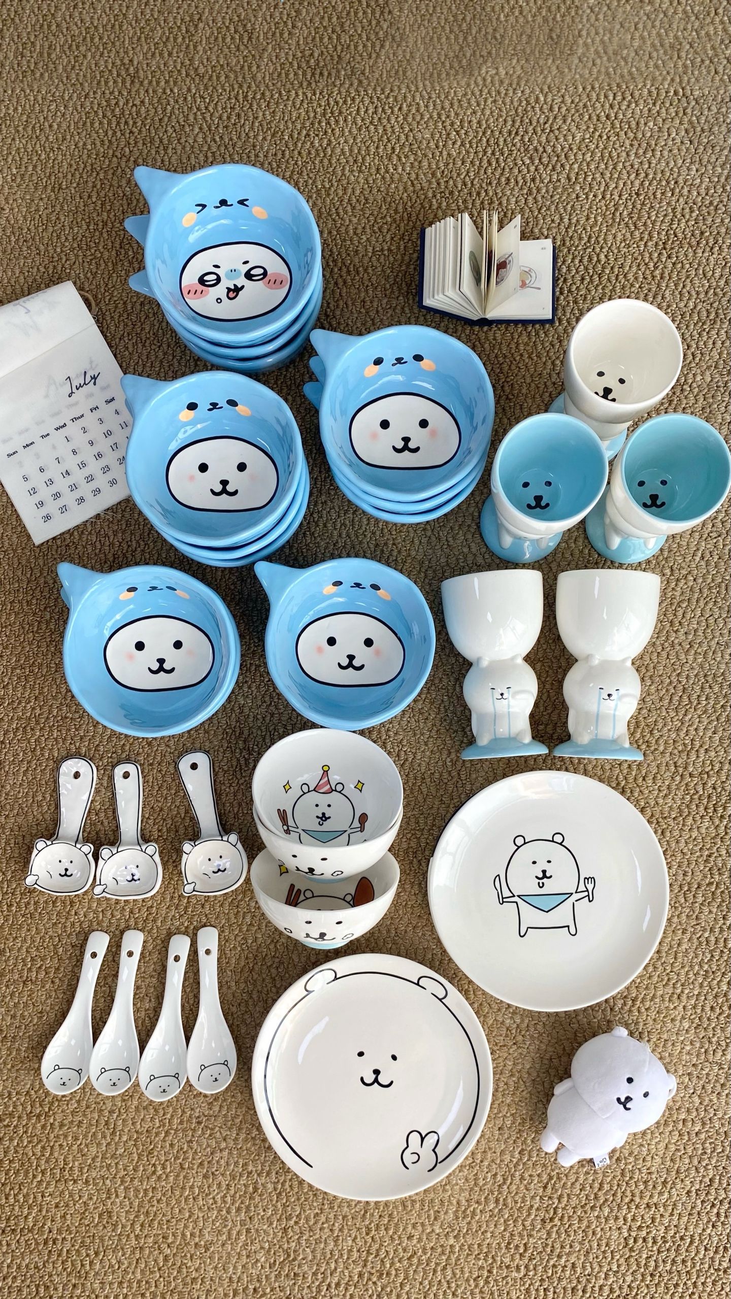 可爱小熊陶瓷餐具套装家用饭碗盘子碗勺子筷子勺子套装
