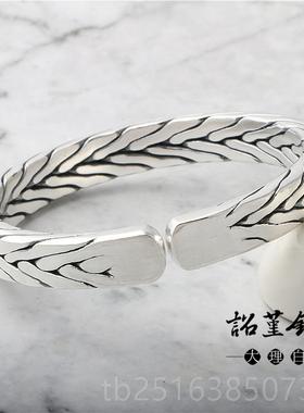 正品九编织缠绵麻花纯银镯子手工编织999足银男女侣泰情银手镯开