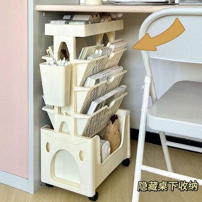 书架落地置物架大容量可移动多层白色学生宿舍好物桌下家用收纳柜