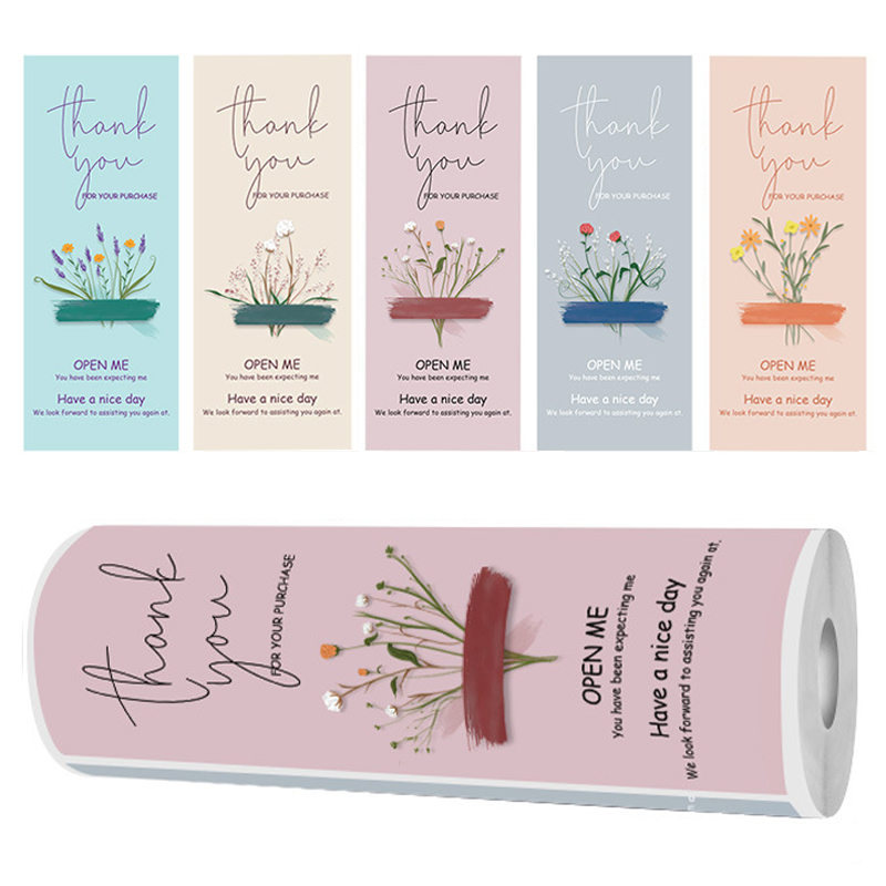 150贴/卷花卉图案感谢贴纸礼盒封口贴纸礼物装饰密封贴不干胶标签