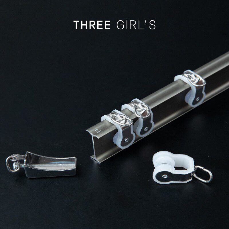 加厚铝合金飘窗窗帘静音弯轨U型L型单双轨道可弯曲滑轨滑轮顶侧装