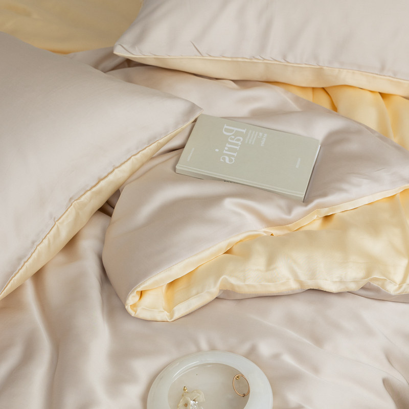 简约双面60支兰精天丝四件套夏季清凉丝滑冰丝被套床单床上用品4