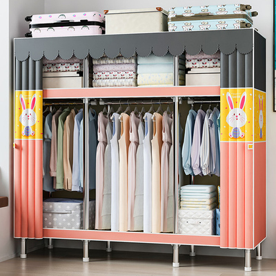 简易布衣柜钢架加粗加固经济型组装收纳衣橱家用卧室租房结实耐用