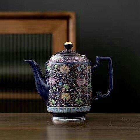 珐琅彩瓷器特大茶壶陶瓷大容量凉水壶大号功夫茶具泡茶壶家用泡茶