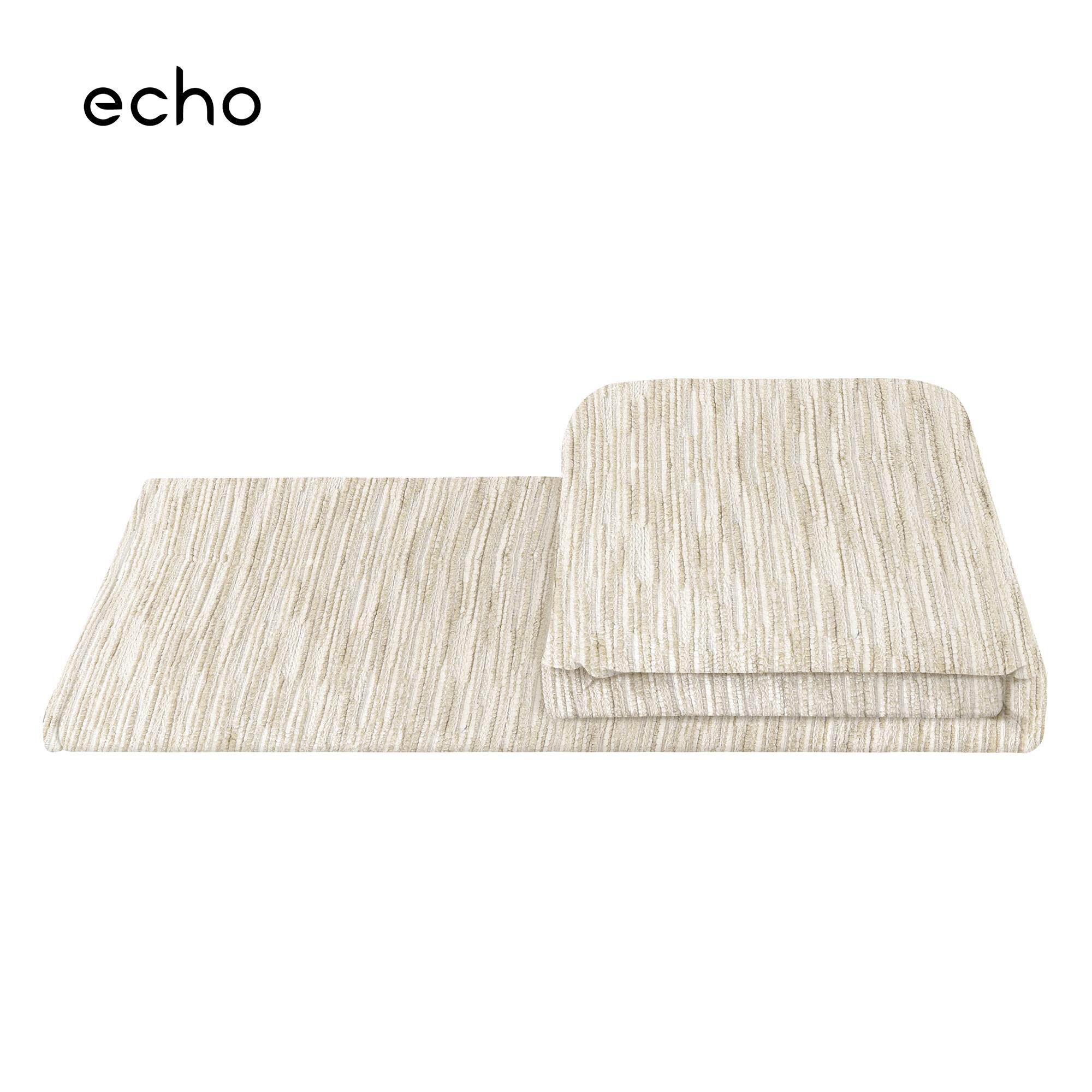 样板房搭毯搭巾新中式侘寂风床尾巾浅米色肌理棉麻床尾垫沙发盖毯