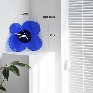 饰品 现代轻奢创意克莱因蓝花朵花瓣时钟亚克力客厅挂钟摆件两用装