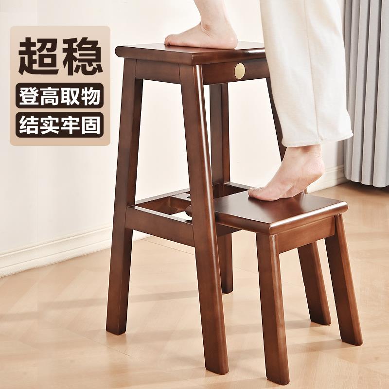 登高取物楼梯凳加厚家用多功能爬梯实木可折叠两步可登高楼梯凳子