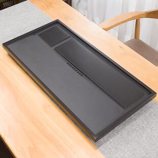 整块天然乌金石茶盘石材茶台简约家用轻奢排水茶具黑金石茶台茶海