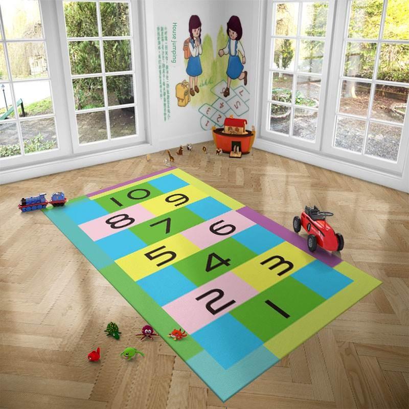 可爱卡通儿童跳一跳格子跳房子地毯 防滑幼儿园室内运动游戏地毯