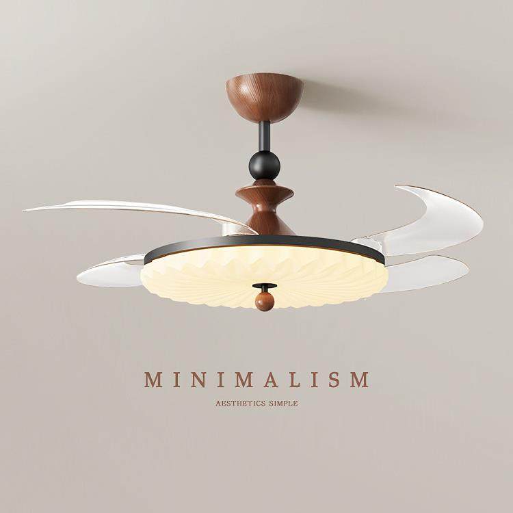 新褶皱中世纪风格餐厅扇灯胡桃色护眼卧室房间隐形无声吊扇灯,家装灯饰光源,风扇灯,淘宝优惠券,粉丝福利购,淘宝优惠卷