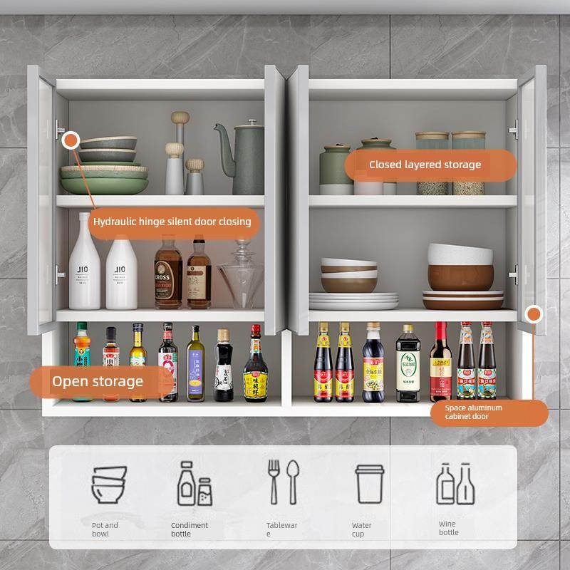 香港包邮实木厨房吊柜墙壁柜铝合金墙上橱柜卫生间阳台置物柜壁挂