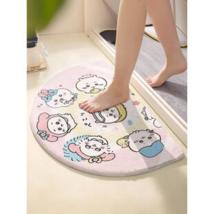 吉伊地毯chiikawa地垫半圆绒毛垫卡哇厕所浴室门口防滑脚垫彷羊绒