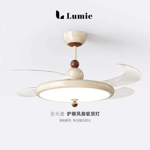 法式中古风吊灯款吊扇灯护眼隐形吊扇灯智能一体吊扇饭厅灯具