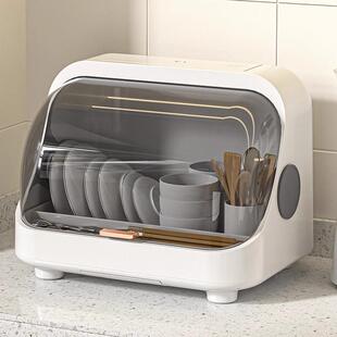 中式工艺消毒碗碟收纳架家用厨房碗筷盘碗柜多功能型带盖沥水餐具