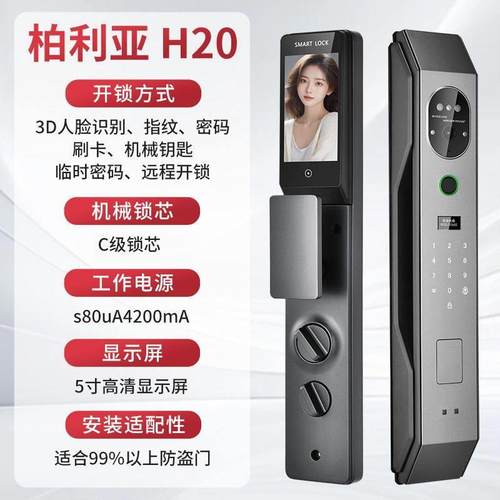 德国品质智能锁全自动带监控远程对讲可视人脸识别防盗门家用电子