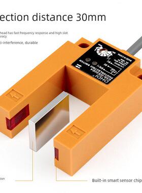 U形槽型光电开关E3S-GS30E4红外传感器槽宽30MM三线24V平层感应