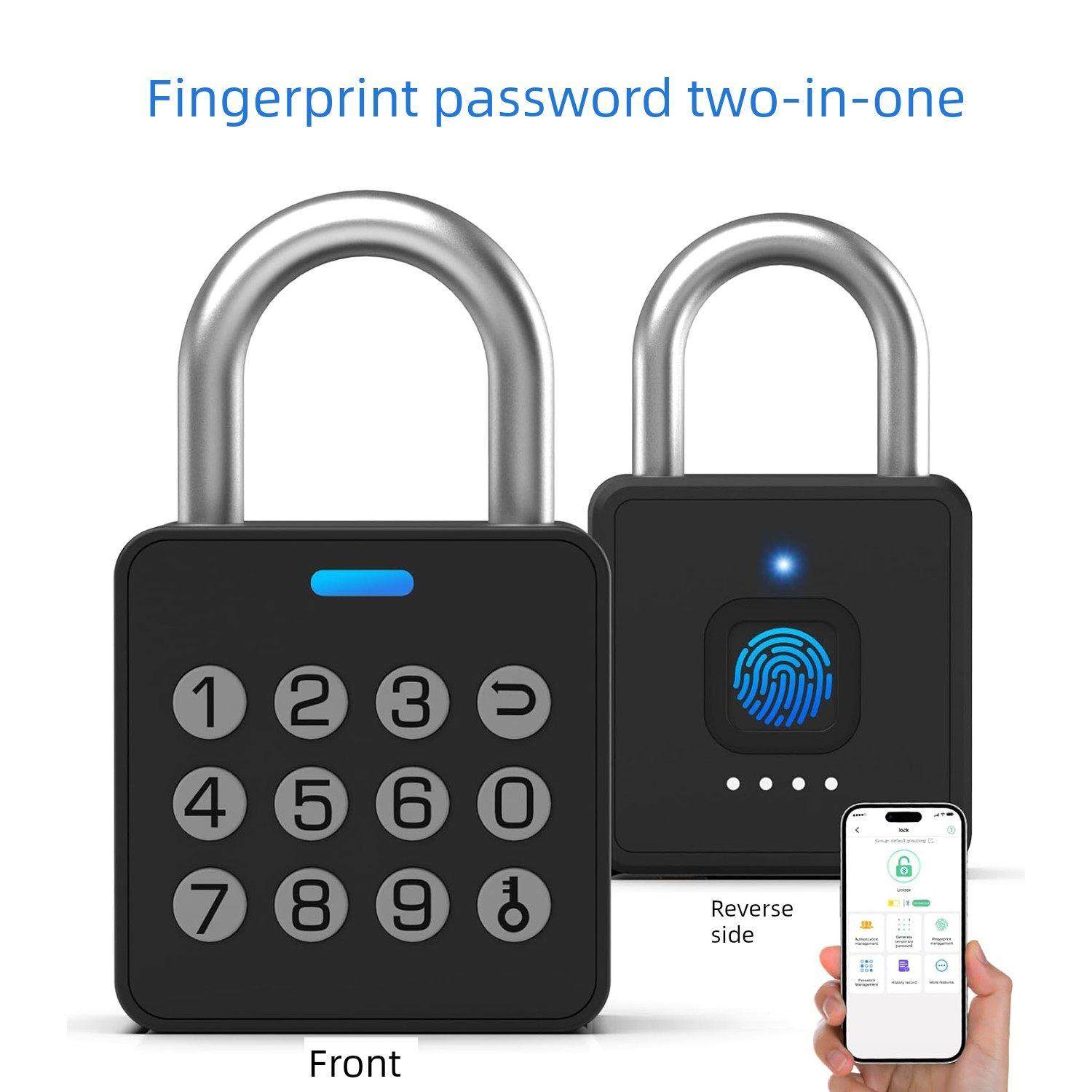 亿联指纹密码挂锁智能小锁户外防水远程庭院门锁仓库防盗数码锁