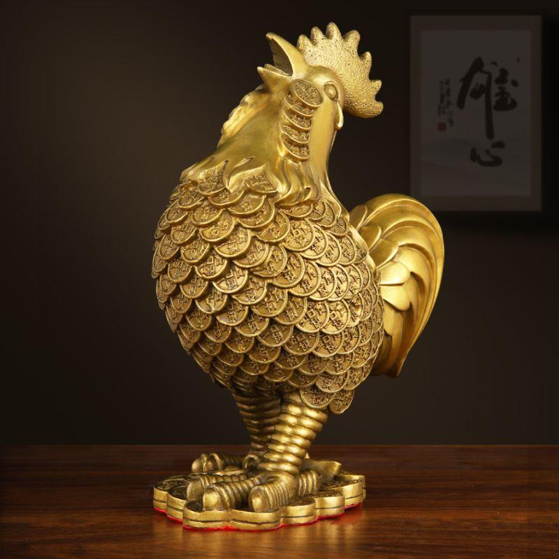 善品铜器十二生肖鸡工艺品金钱黄铜公鸡鸡家居摆件