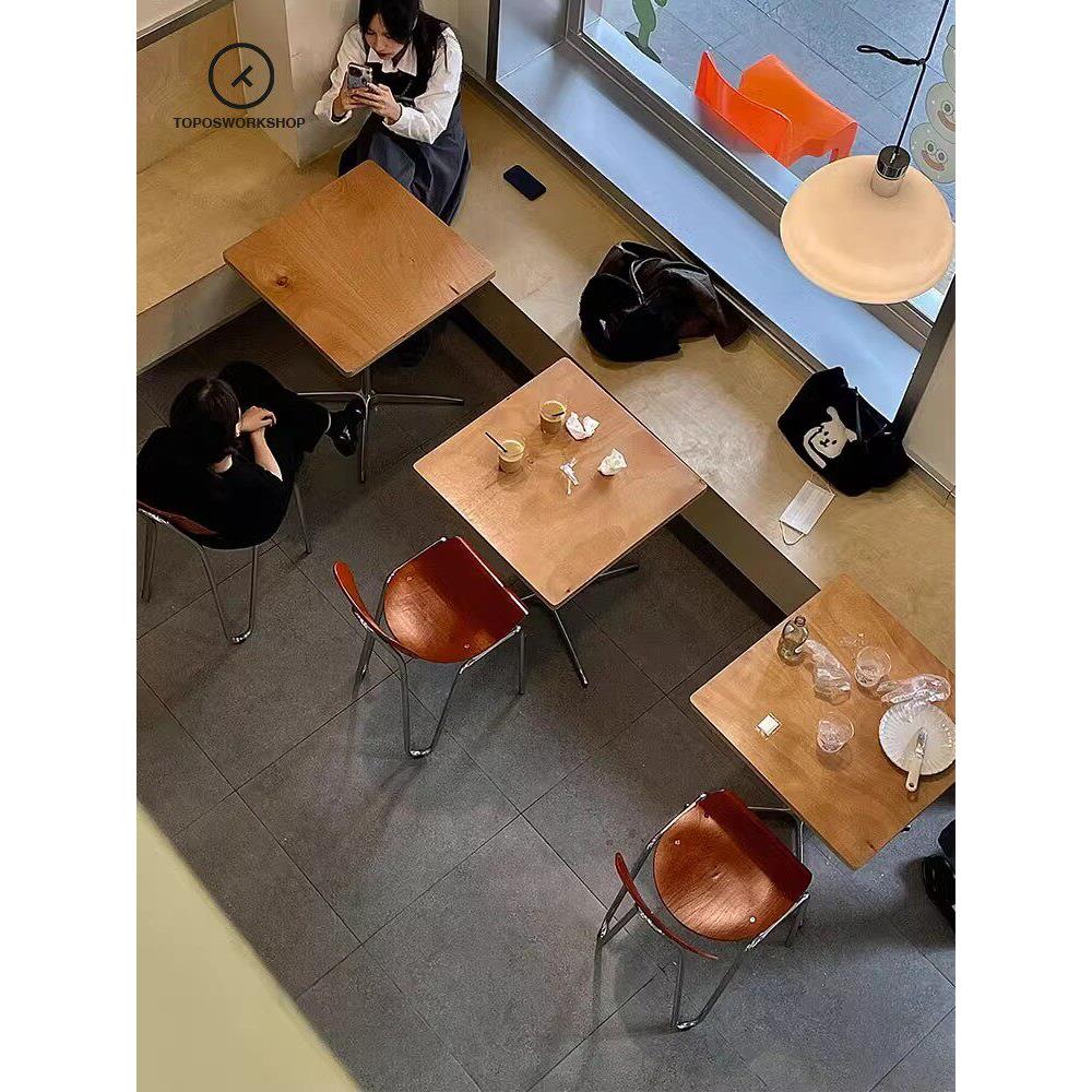 采购产品中世纪咖啡桌椅，咖啡店方桌，海洋板小圆桌，工业风格奶
