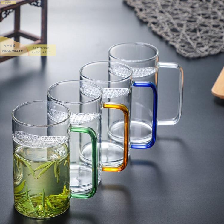 玻璃月牙茶杯个人专用高档茶水分离泡茶杯子家用喝茶过滤杯水杯男