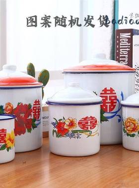 缸不锈钢91029杯子老式怀旧铁茶子带盖大水号复古瓷杯中式经典杯