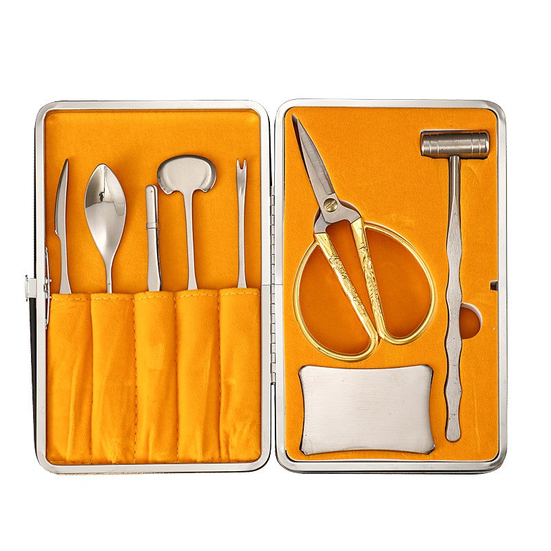 厂家现货蟹八件不锈钢吃蟹工具大闸蟹礼盒套装蟹挑V大闸蟹拆蟹工