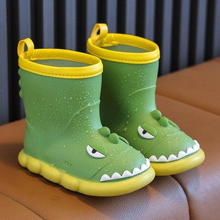 儿童中筒雨鞋 雨靴小 恐龙卡通水靴防滑软底防水鞋 男女童R幼儿胶鞋