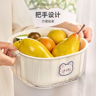 大号六件套淘菜滤水篮子神 双层洗菜盆沥h水篮厨房家用洗水果新款