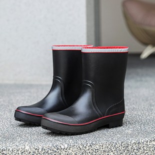 英式 男士 新款 b雨鞋 工 中筒防水休闲雨靴轻便厨房防滑胶鞋 厚底水鞋