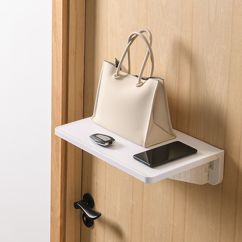 厨房墙面收纳一字隔板壁挂式可折叠置物架免打孔卫U生间墙上置物